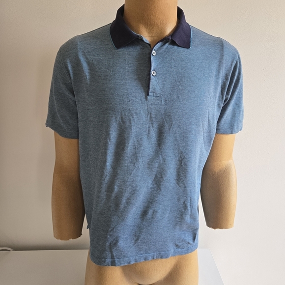 Ermenegildo Zegna Blue Polo with Dark Collar - Picture 2 of 8